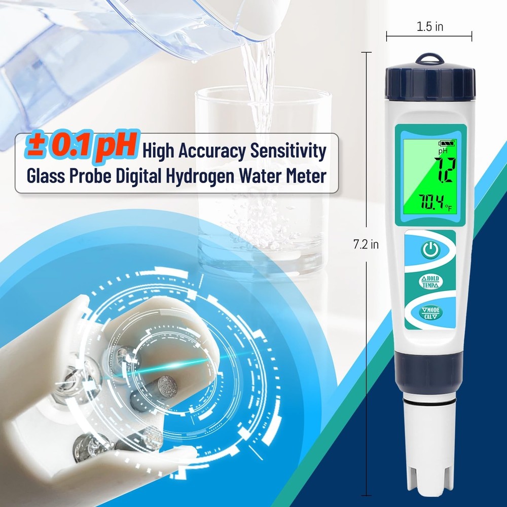Hydrogen Water Tester pH Meter for Drinking Water Multi-Functional pH H2 ORP ...