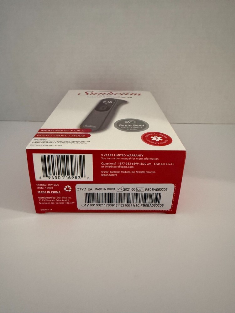 Sunbeam Non-contact Forehead Themometer