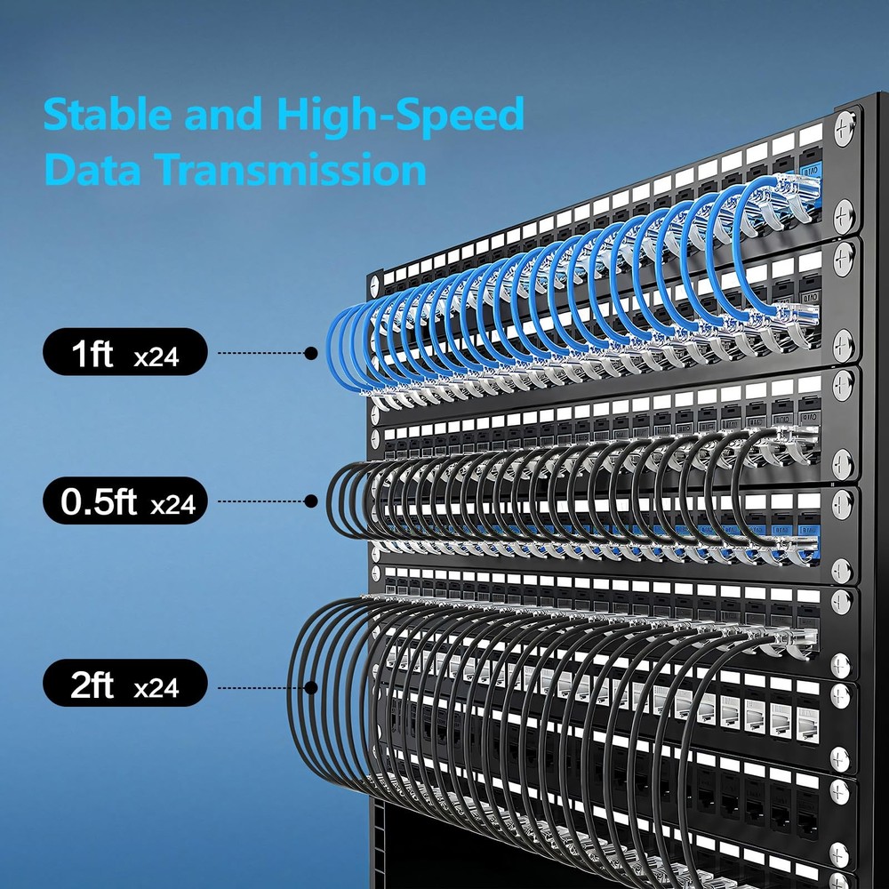 Patch Cables Cat6a 7ft (24 Pack) Slim, Cat6 Ethernet Patch Cable 10G Support,...