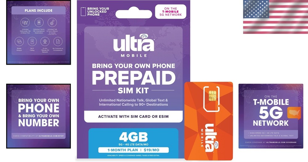 $19 No-Contract Plan with Unlimited Talk, Text & 4GB 5G LTE Data SIM Kit