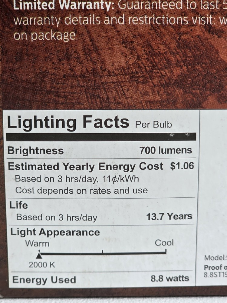 Philips Vintage Edison LED Light Bulb Dimmable Amber Pack Of 2