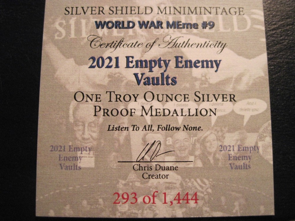 2021 EMPTY ENEMY VAULTS SILVER SHIELD PROOF