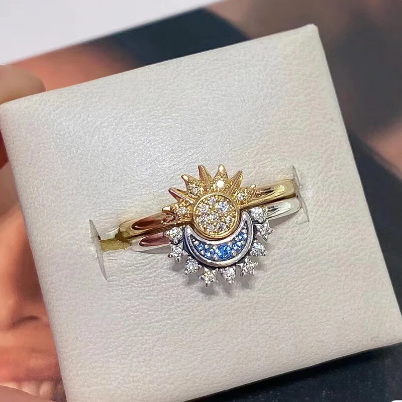 Celestial Sun And Moon Rings Set