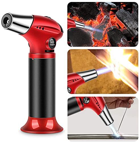 Blow Torch, Professional Kitchen Cooking Torch with Lock Adjustable Flame Ref...