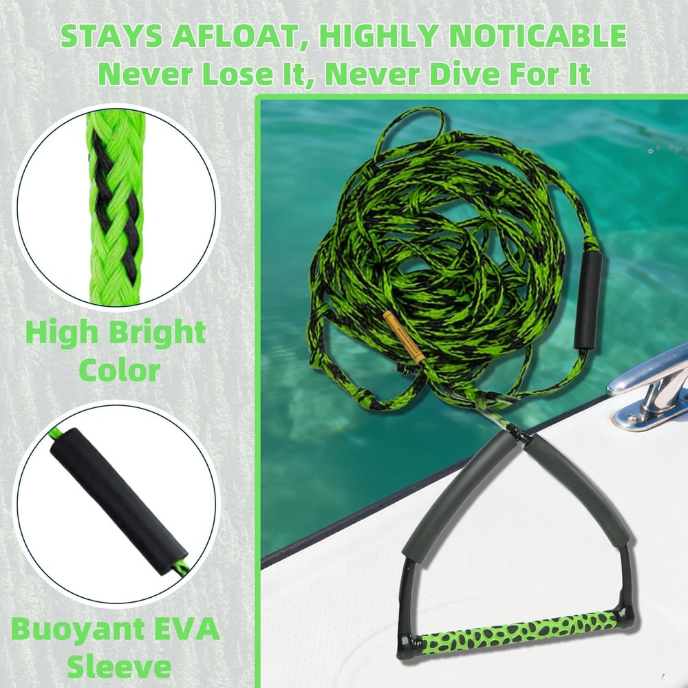 75FT Wakeboard Rope with Handle, Adjustable 4 Sections Water Ski Rope Kit
