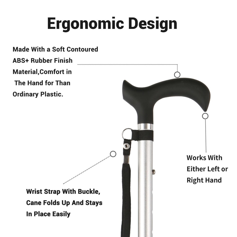 CLOKTA Folding Cane 5-Adj Height Lightweight Portable Foldable Walking Stick