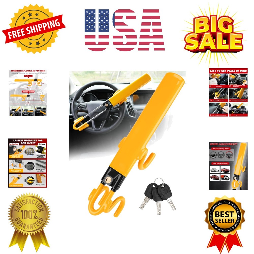 Steering Wheel Lock - Heavy Duty Antitheft Device and Car Security Lock with ...