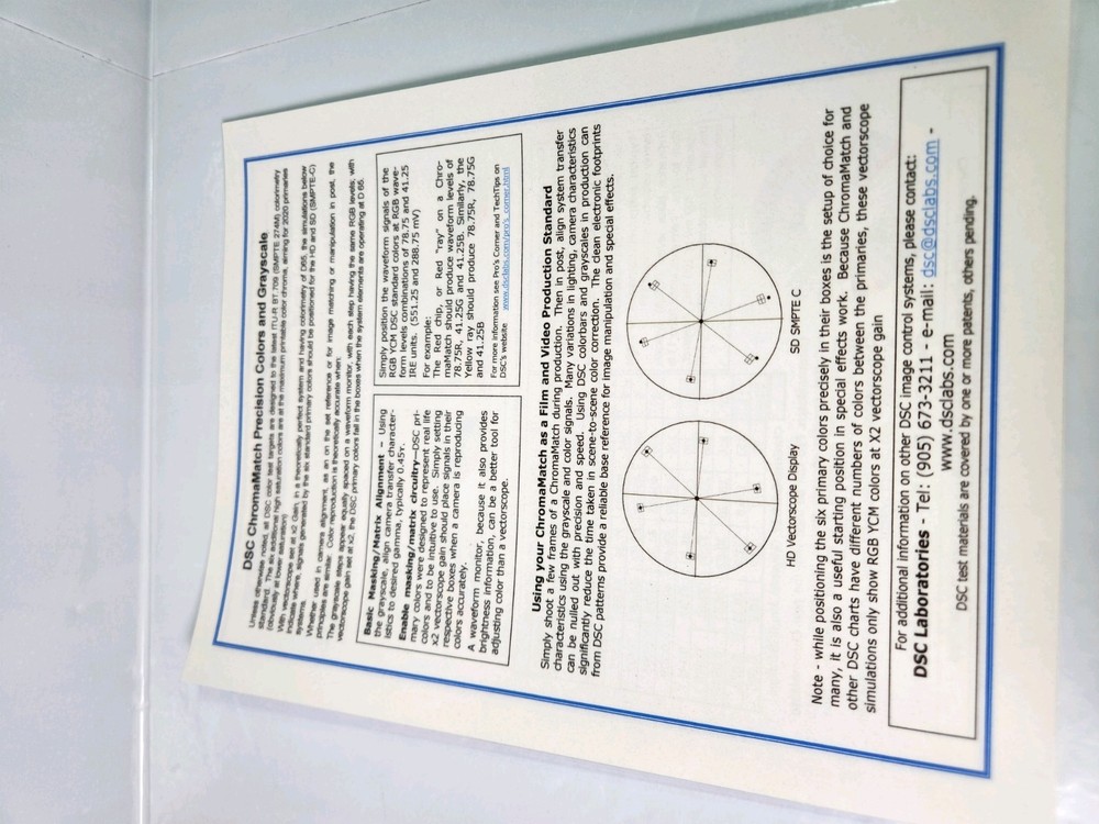 DSC Labs CamAlign FrontBox Series Calibration Chart Chroma Match Pro 15.5 A3