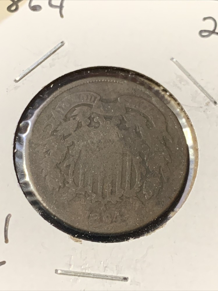 1864 TWO CENT PIECE 2C ~ CIVIL WAR ERA ~ ROTATED REVERSE