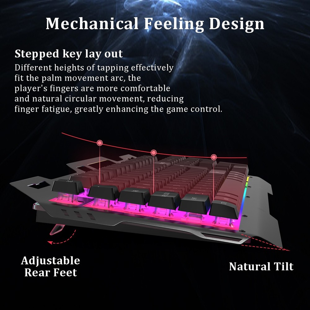 Computer Desktop Gaming Keyboard and Mouse Mechanical Feel LED Light Backlit US