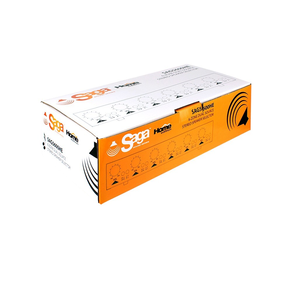 *OPEN BOX* Saga Elite™ 6-Zone Dual Source Stereo Speaker Selector (Black)