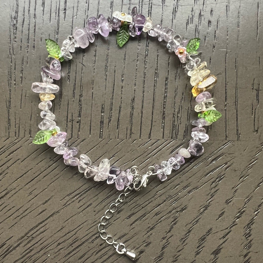 Amethyst memory wire adjustable bracelet