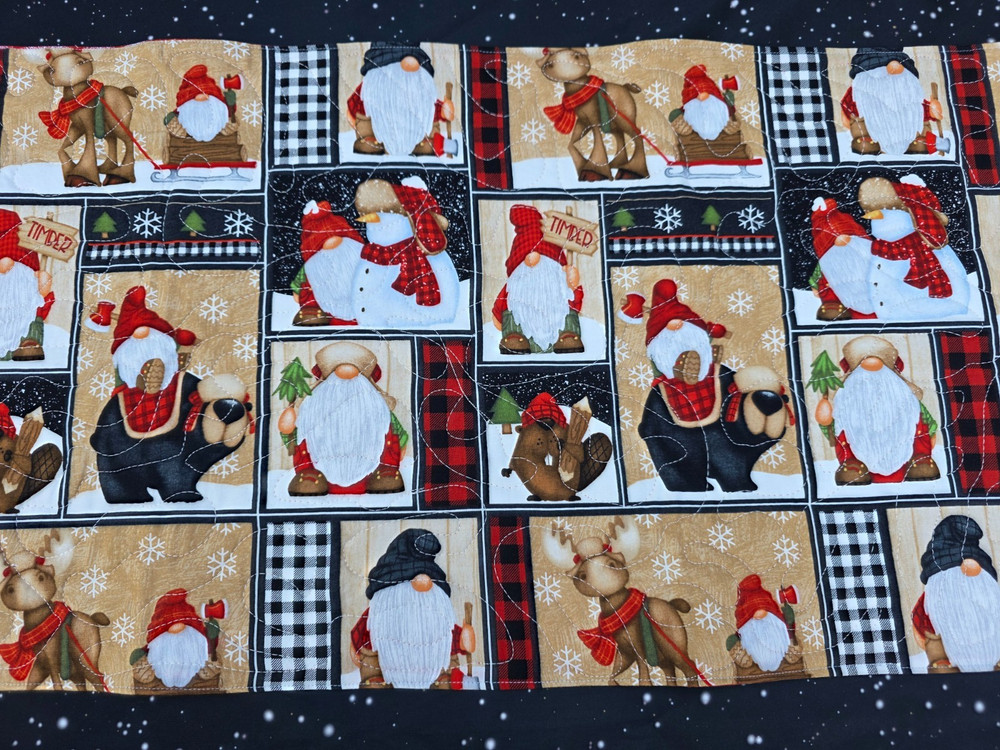 Handmade Quilted Table Runner Christmas Gnomes Snowman patchwork Moose beaver