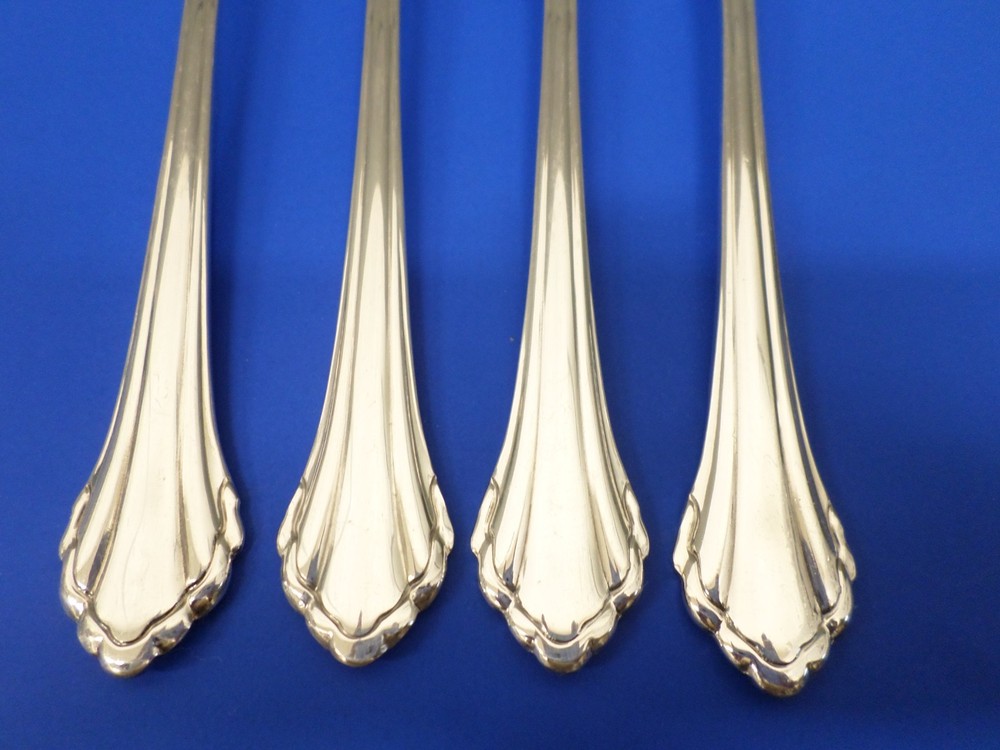 4 - Oneida Community SILVER CLARETTE Glossy Silverplate Flatware DINNER FORKS