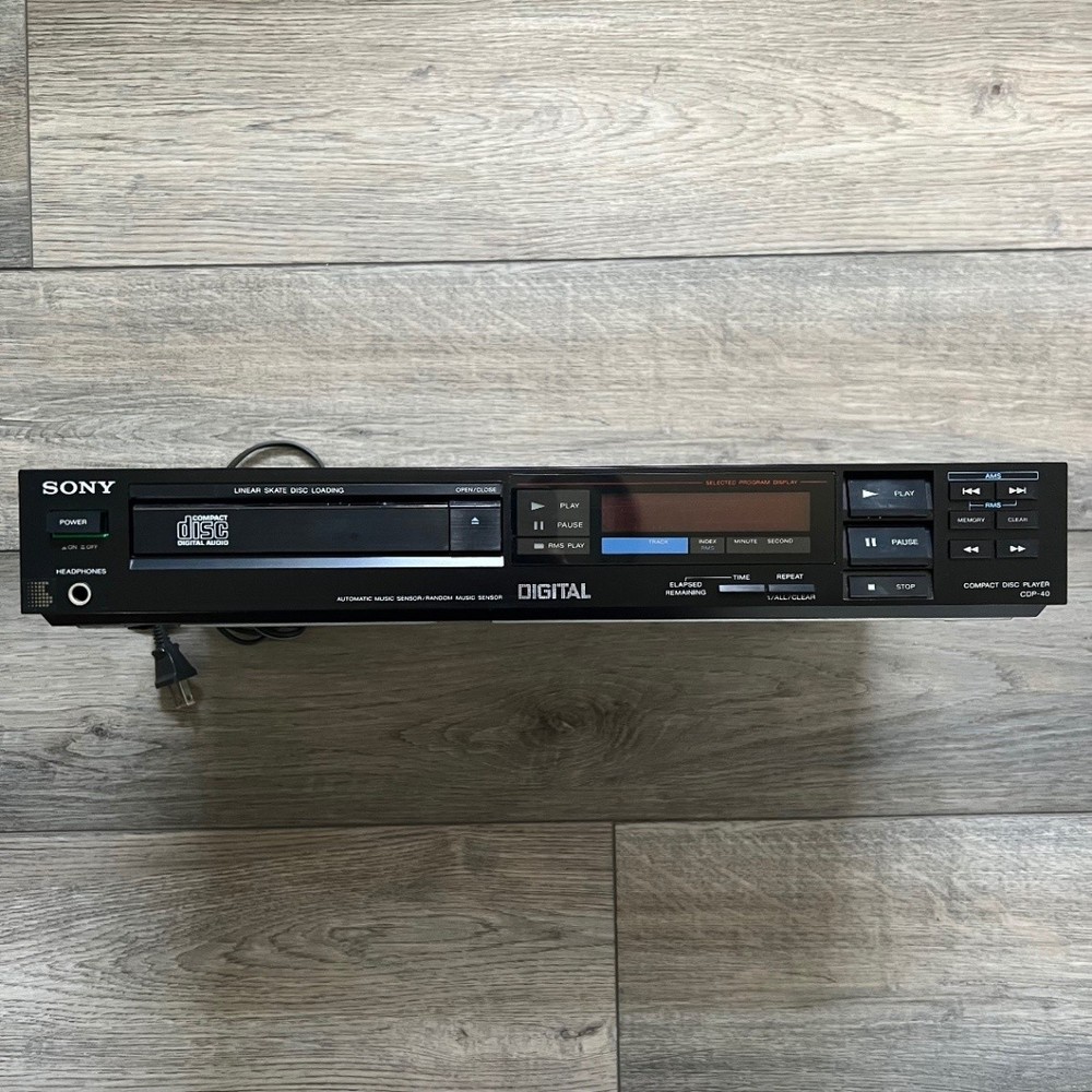 Vintage Sony CDP-40 Compact Disc Player Stereo Black Powers On READ