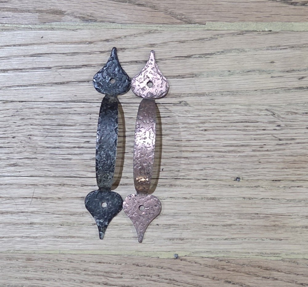x2 Drawer Pulls Hammered Black & Copper