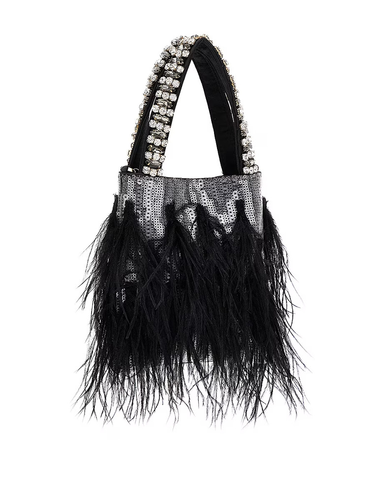 GUESS Misae Sequin Mini Tote-BLACK