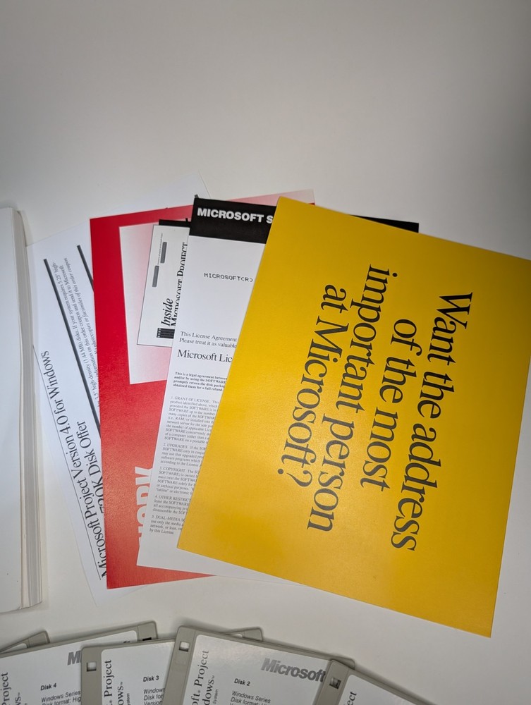 Windows Microsoft Project v4.0 Vintage Software 3.5" DISKETTES *Untested As-Is*