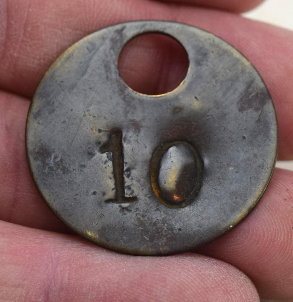 Early Brass Coal Miners Tool Pit Check Token Tag