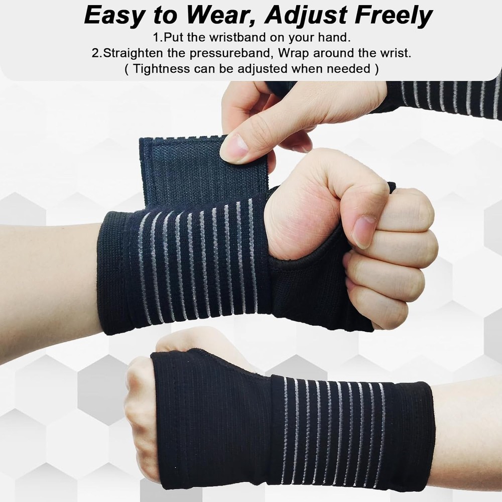 2 Pack Wrist Brace, Compression Support Splint for Women Men,...