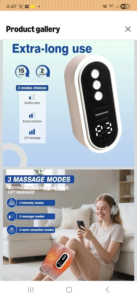 Air Compression Leg Massager, Cordless Leg Compression Massager for Circulation