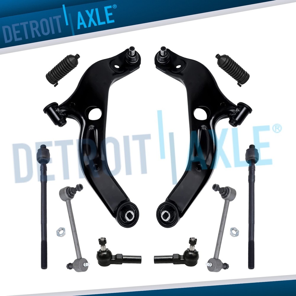 Front Lower Control Arms Tie Rods Sway Bars End Kit for 1999 2000 Mazda Protege
