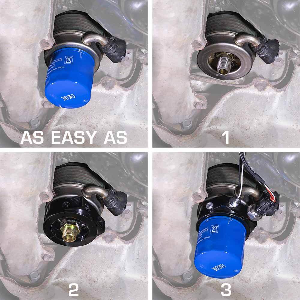 GlowShift Aluminum Oil Filter Sandwich Sensor Adapter - 13/16-16 Thread