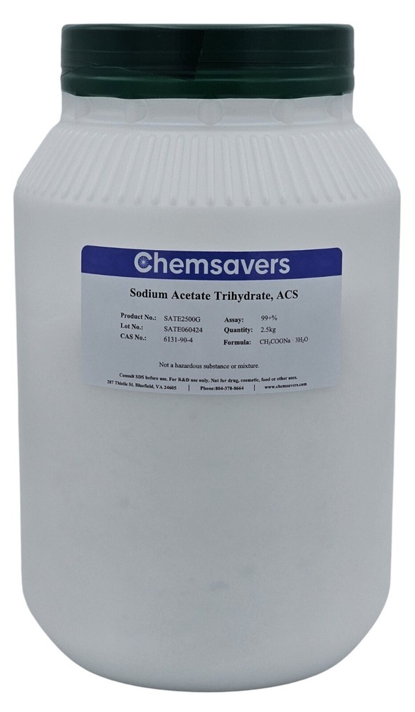 Sodium Acetate Trihydrate, ACS, 99+%, 2.5kg