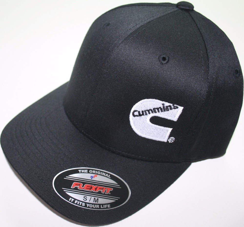 Cummins hat ball cap fitted flex fit  flexfit stretch cummings ram black s/m