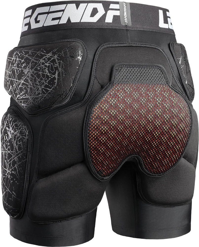 Protective Padded Impact Shorts for Snowboard Ski Medium, Drawstring Black