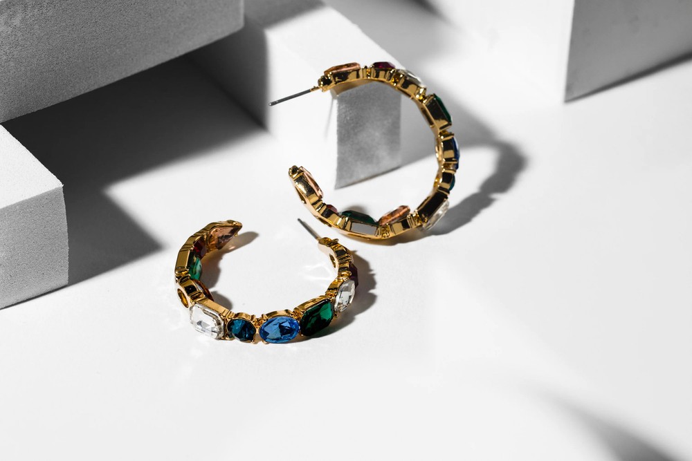 Rainbow Glass Hoop Earring