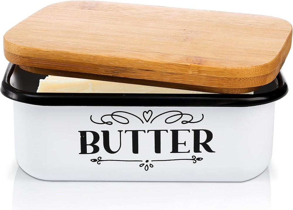 Multi-Functional Butter Dish with Lid - Vintage Enamel Design for Any Kitchen
