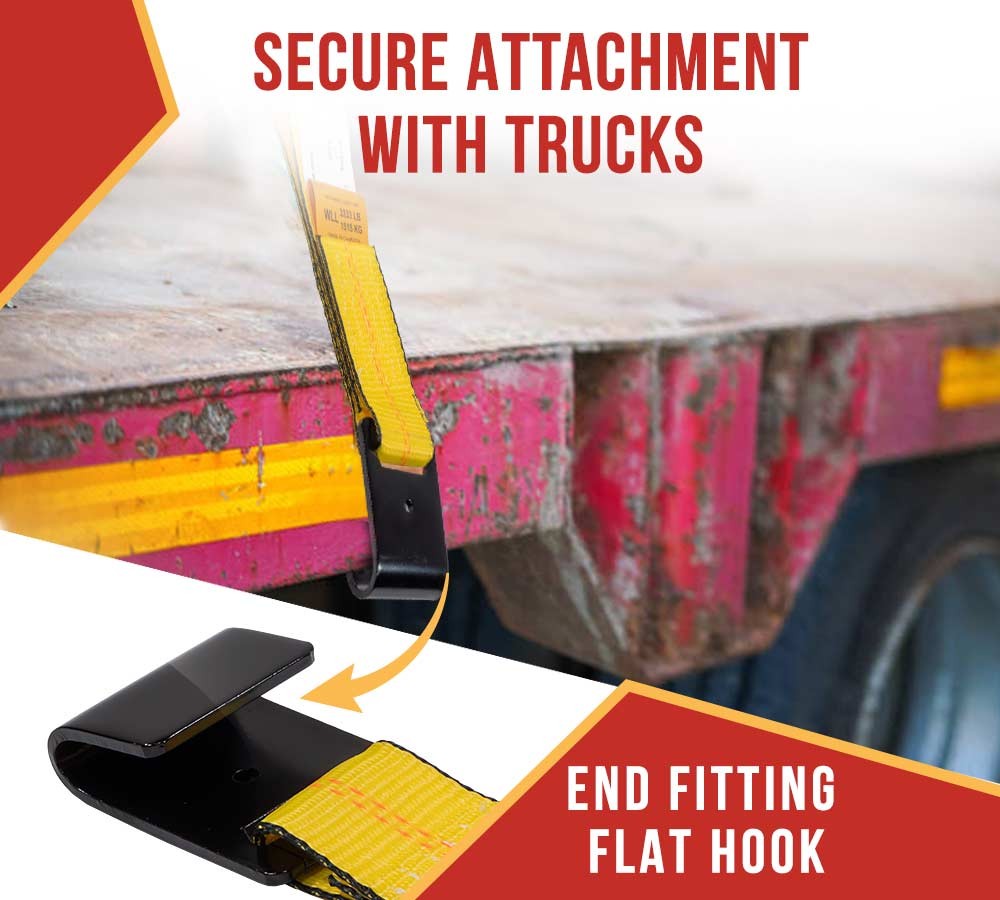 2PK 2"x11"Replacement Fixed End Tie Down Strap w/Flat Hook & Bolt Loop 3333lbs