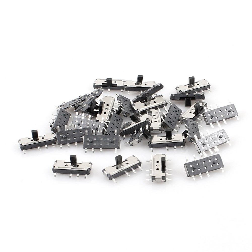 30 Pcs DPDT 2P2T Vertical Micro Surface Mounted Devices SMT Slide Switch