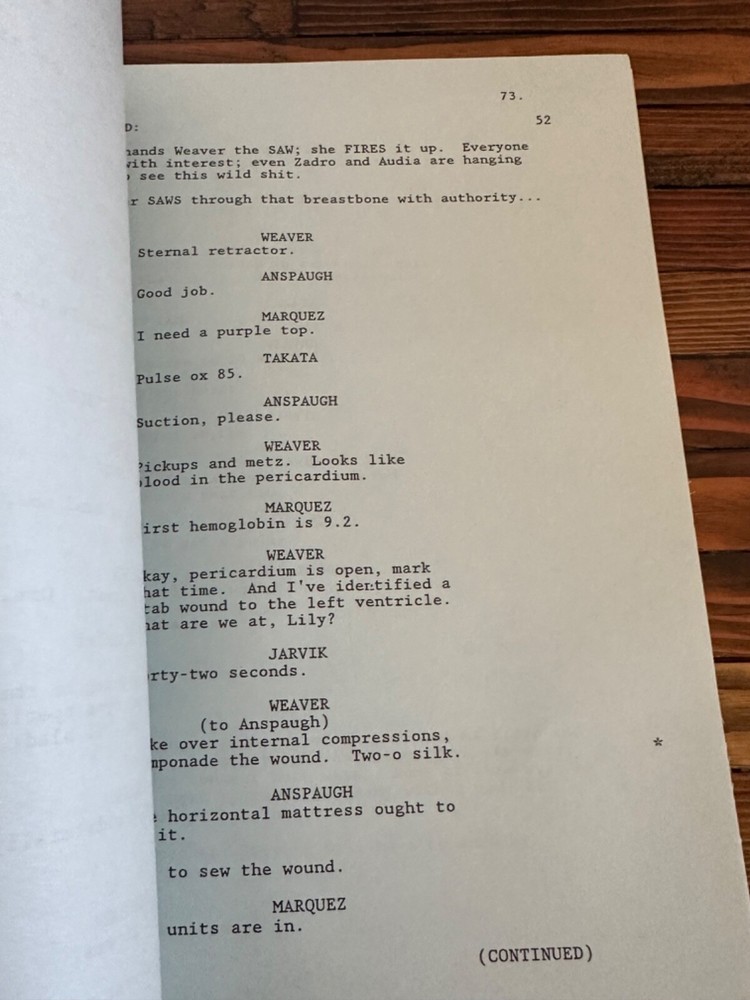 ORIGINAL ER TV SHOW SCRIPT EPISODE THE RAZOR'S EDGE