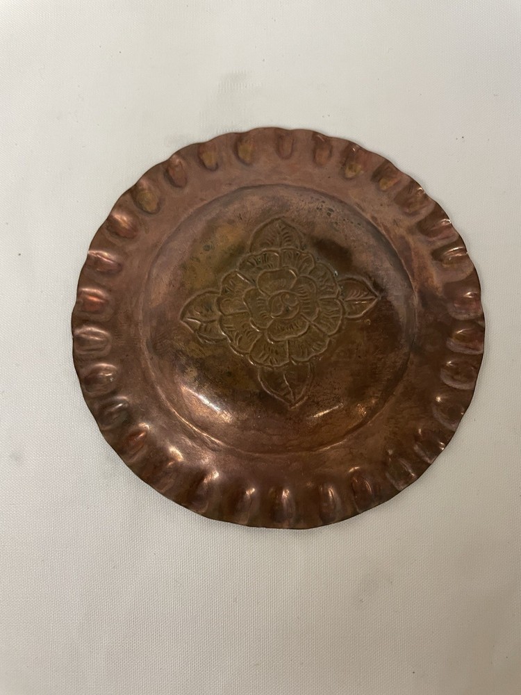 Vintage copper etched ashtray