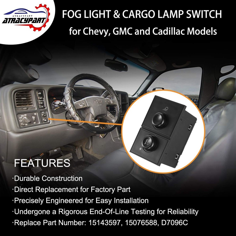 Fog Light Switch Cargo Lamp Switch Compatible with 2003-2007 Chevy Silverado ...