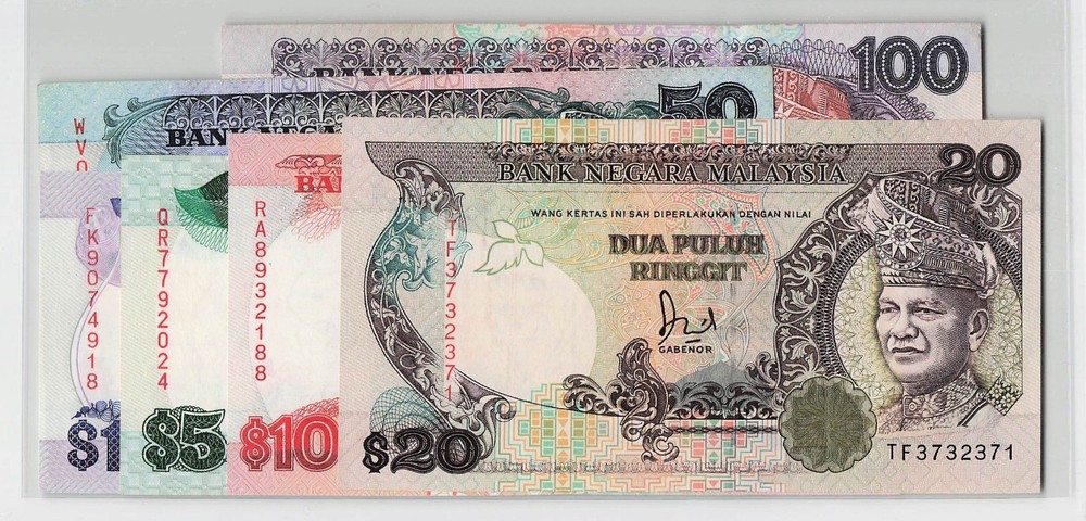 Malaysia 1-100 Ringgit, Banknotes.