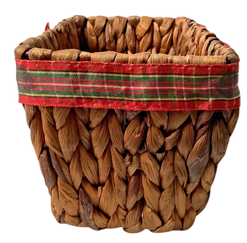Wicker Basket with Bow, Rectangle Brown