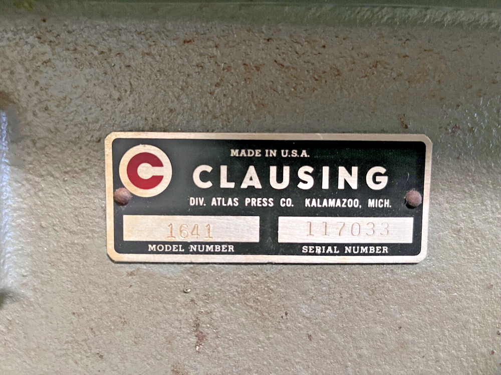 CLAUSING DRILL PRESS 115 VAC 1/2 H.P