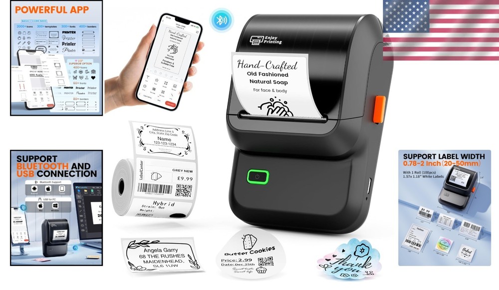 Versatile M100 Bluetooth Label Printer - 2000 Icons, Fast Thermal Printing