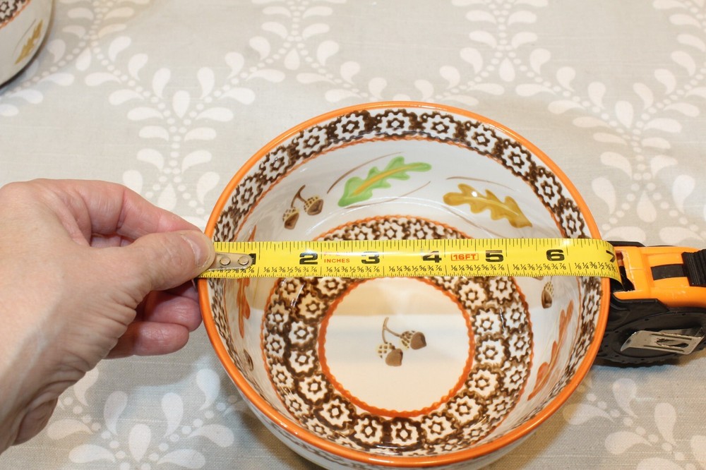 5 PC Temptations Old World Stacking Nesting Mixing Bowl Set - Fall/Autumn Acorns