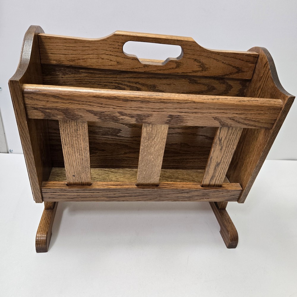 Vintage Solid Oak Magazine Rack Excellent Condition Wood