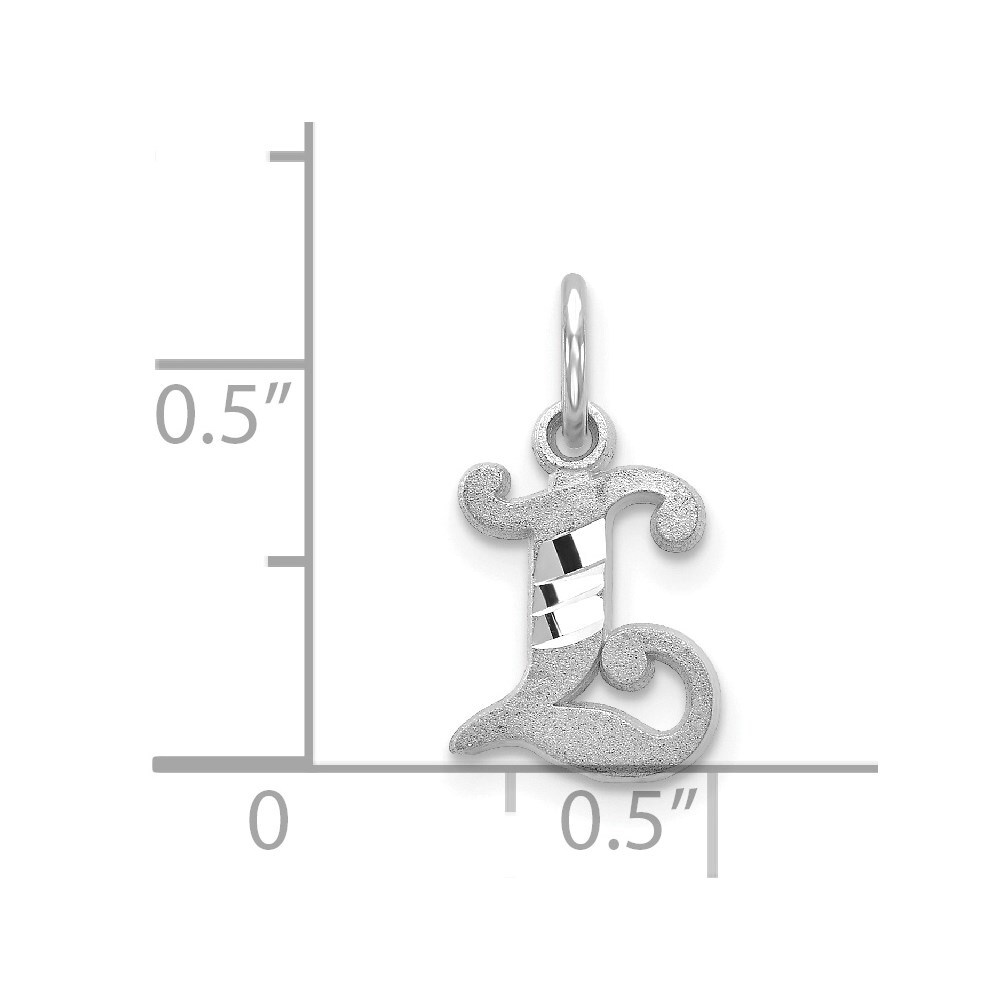 14K White Gold Shiny-Cut Initial L Charm