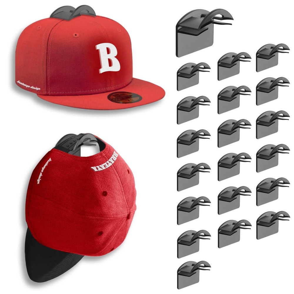 Hat Hooks for Baseball Caps Wall Mount (20 Pack), 2 Different Ways Hat Racks ...