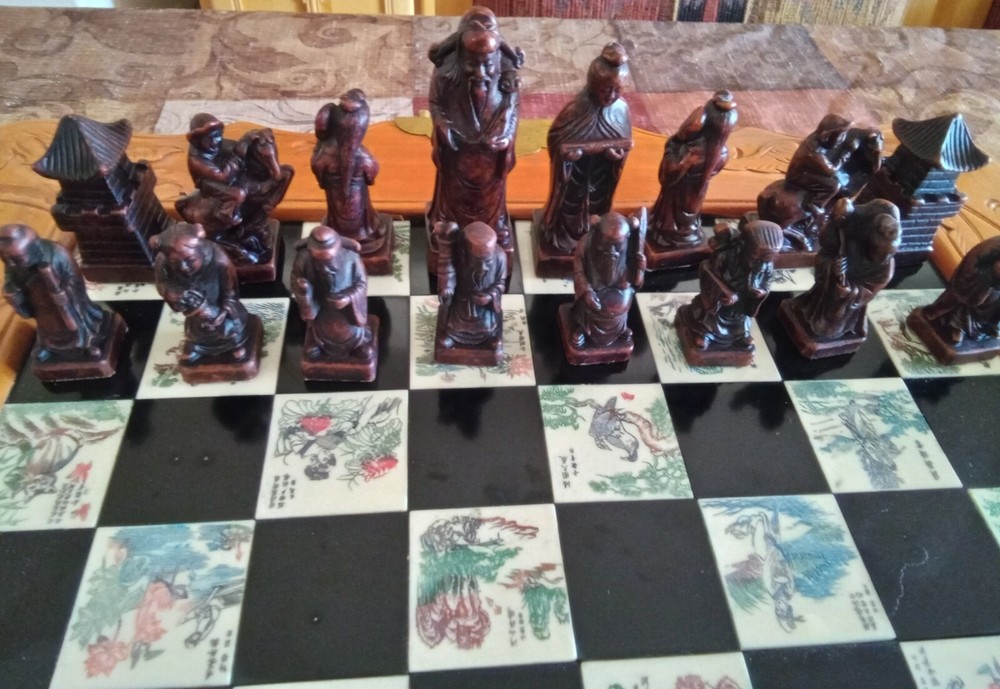 Ornate Asian vintage Chess Set