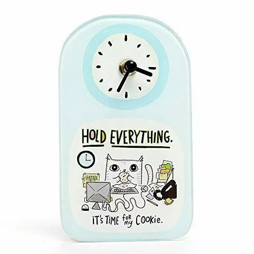 Cats@Work Clock, "HOLD EVERYTHING, It's Time for My Cookie", Desk, Wall or Shelf