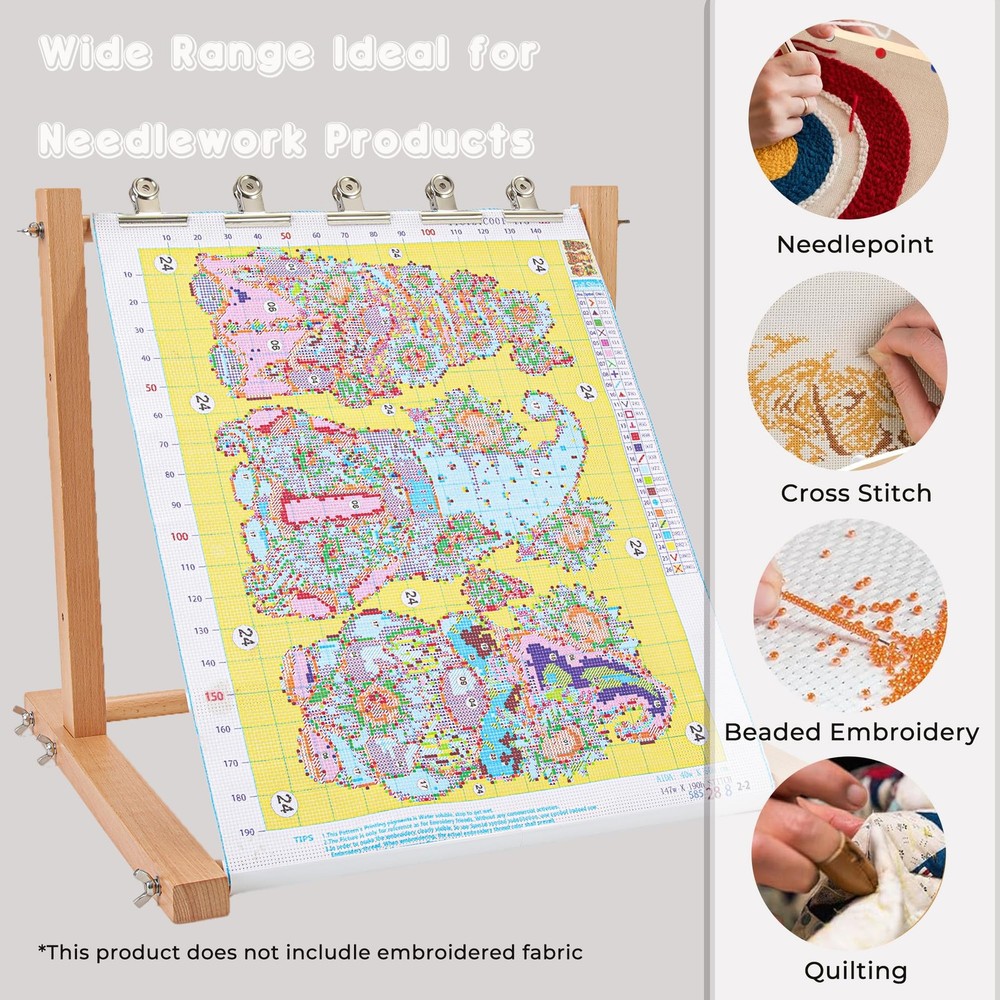 Adjustable Embroidery Stand Hands Free Cross Stitch Scroll Frame Needlepoint ...