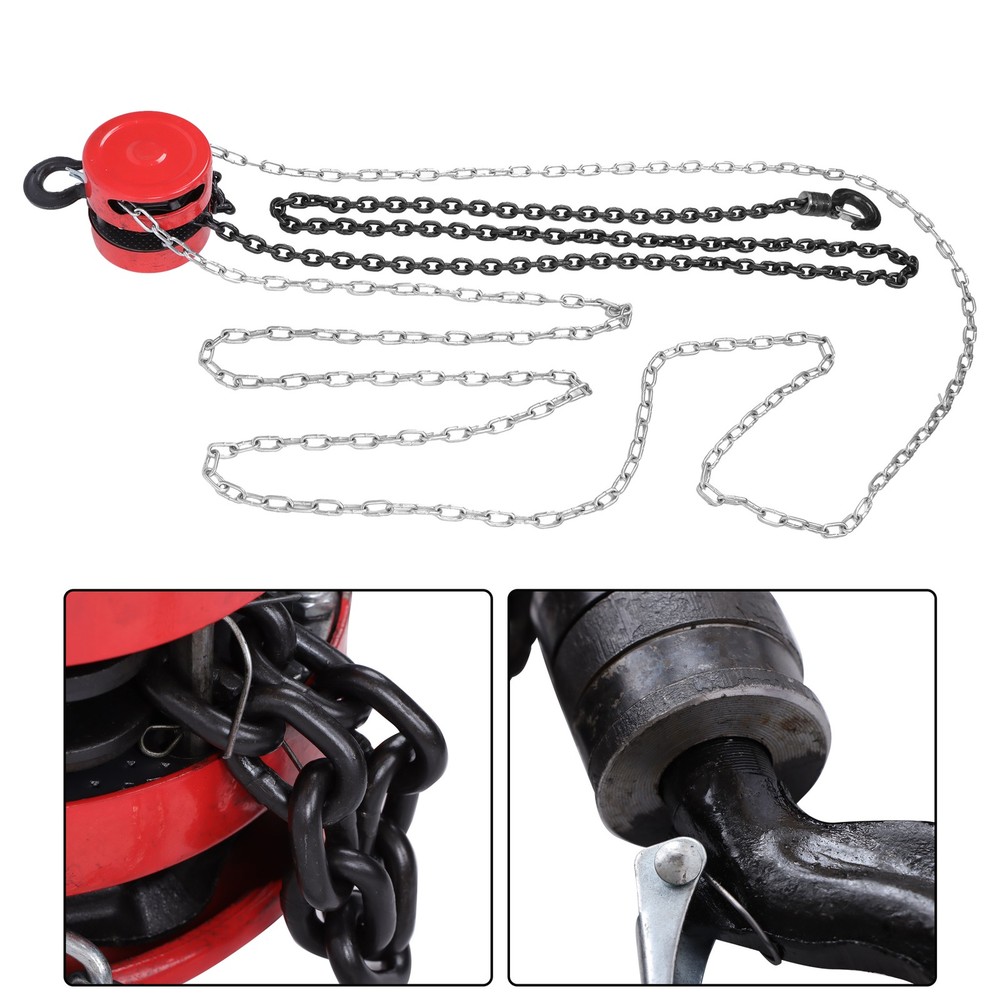 1 Ton / 2200Lbs Chain Hoist Manual Puller Block Fall Chain 10FT with Hook Red