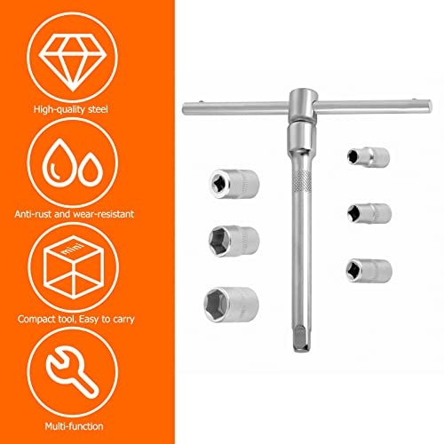 Folding Mini T-Handle Socket Set 1/4'' Drive Tool Kit for Motorcycle ATV UTV,